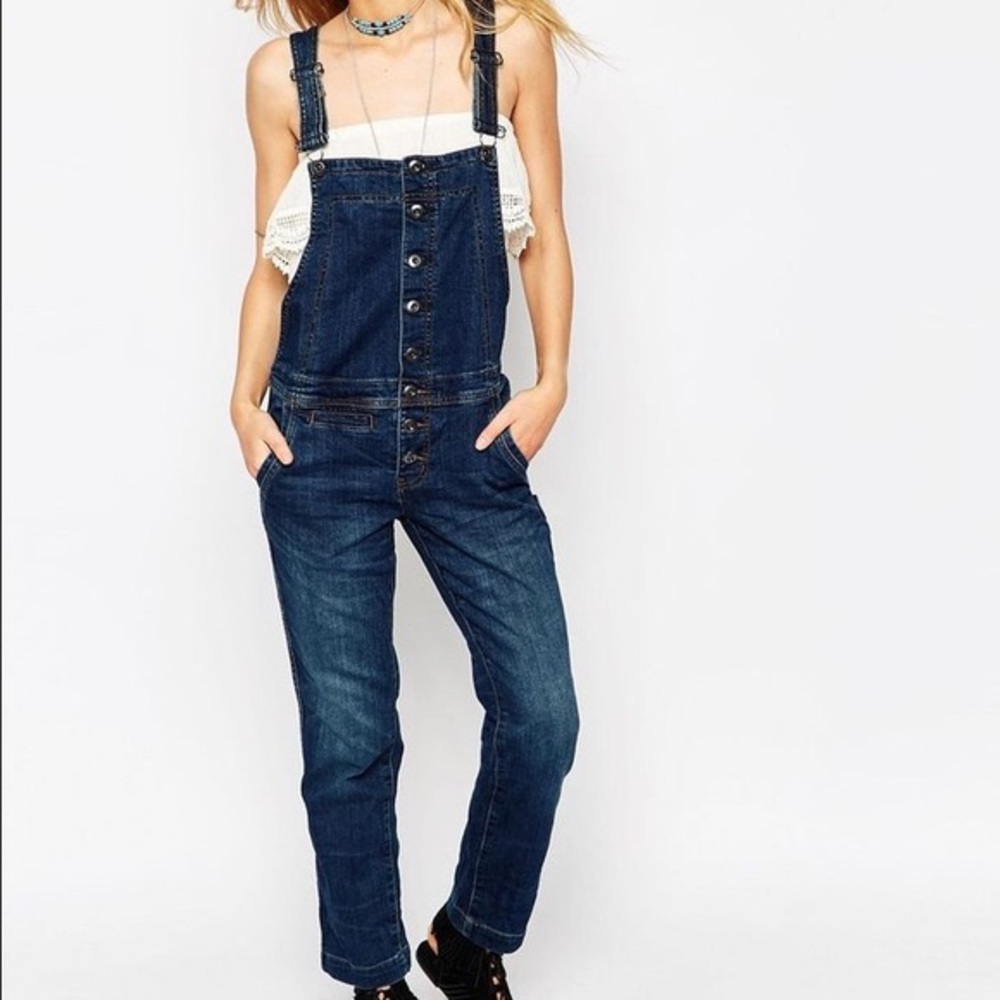 Free People button down overalls